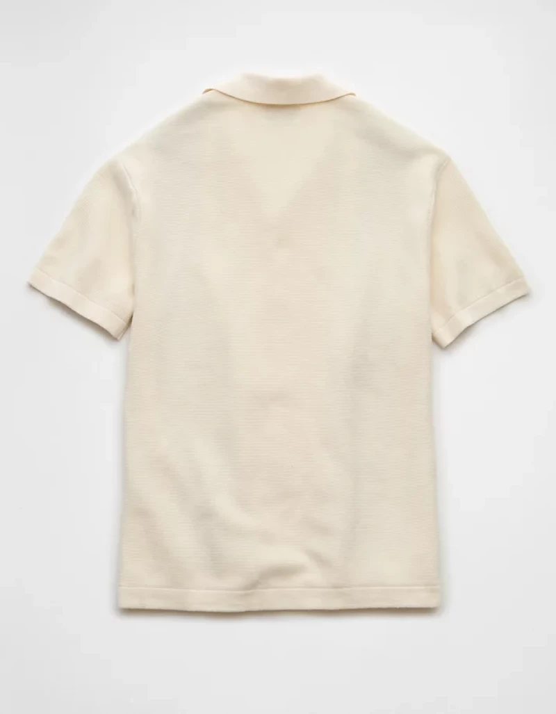 AE Weekend Striped Button-Up Sweater Polo Shirt