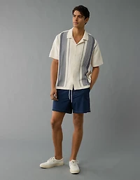 AE Weekend Striped Button-Up Sweater Polo Shirt