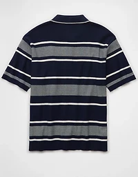 AE Weekend Jersey Striped Sweater Polo Shirt