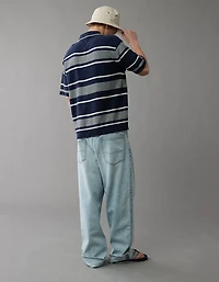 AE Weekend Jersey Striped Sweater Polo Shirt