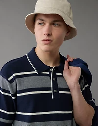 AE Weekend Jersey Striped Sweater Polo Shirt