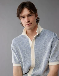 Chemise polo en tricot rayé boutonnée Fin de semaine AE