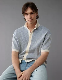 Chemise polo en tricot rayé boutonnée Fin de semaine AE