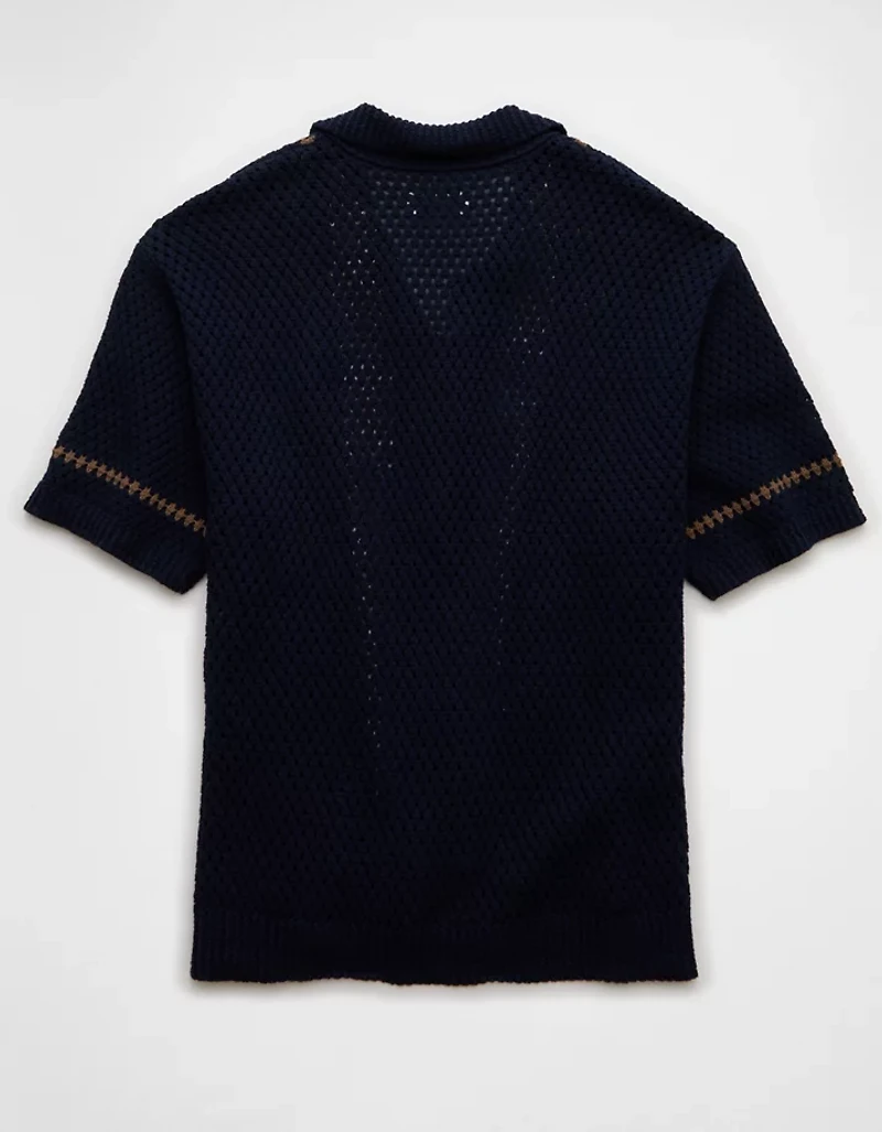 Polo en tricot boutonné au crochet Fin de semaine AE
