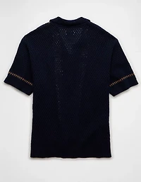 Polo en tricot boutonné au crochet Fin de semaine AE