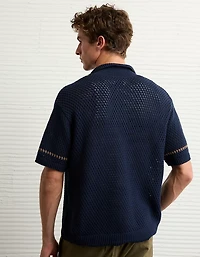 Polo en tricot boutonné au crochet Fin de semaine AE