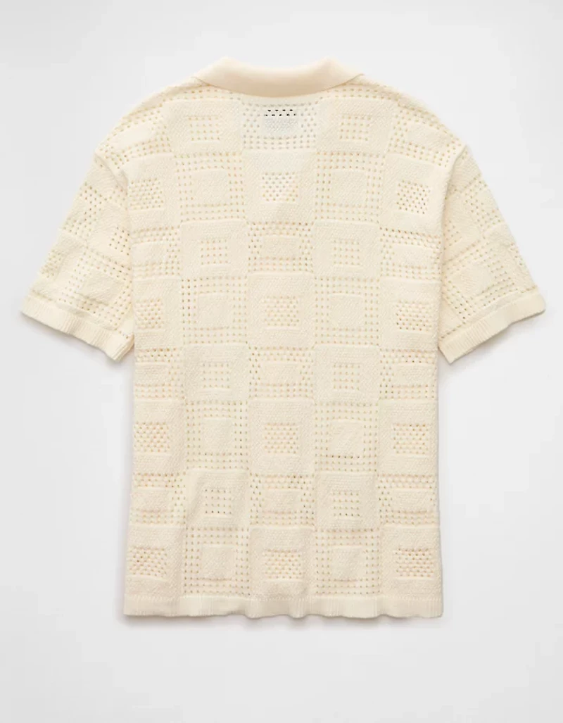 Polo en tricot à damier texturé Fin de semaine AE