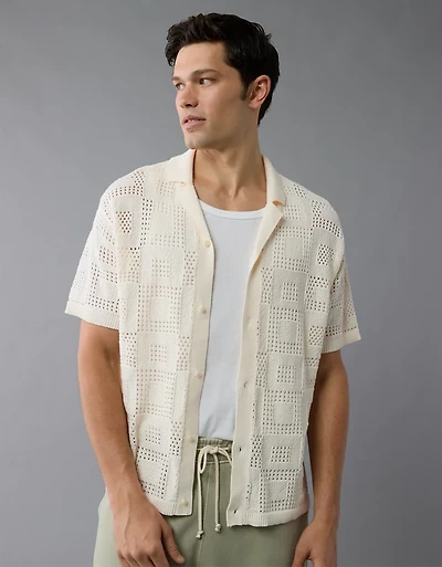 Polo en tricot à damier texturé Fin de semaine AE