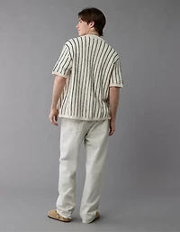 Chandail polo boutonné à fines rayures Fin de semaine AE