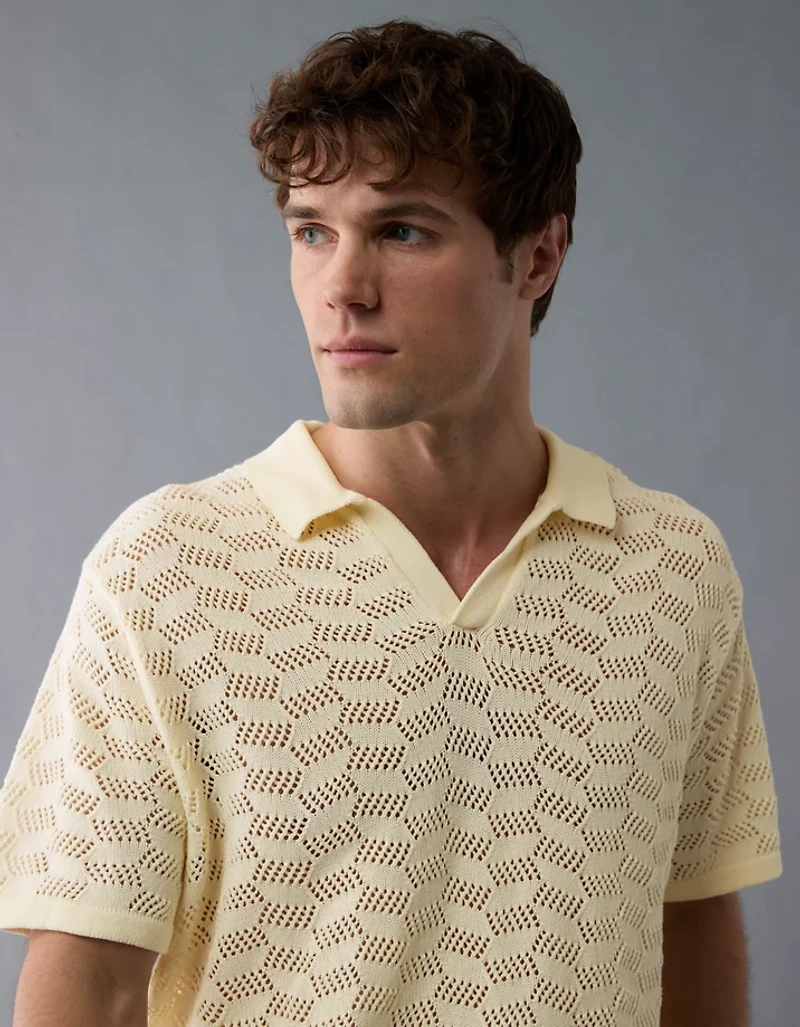 AE Weekend Textured Sweater Polo Shirt