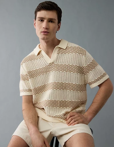 AE Weekend Striped Sweater Polo Shirt