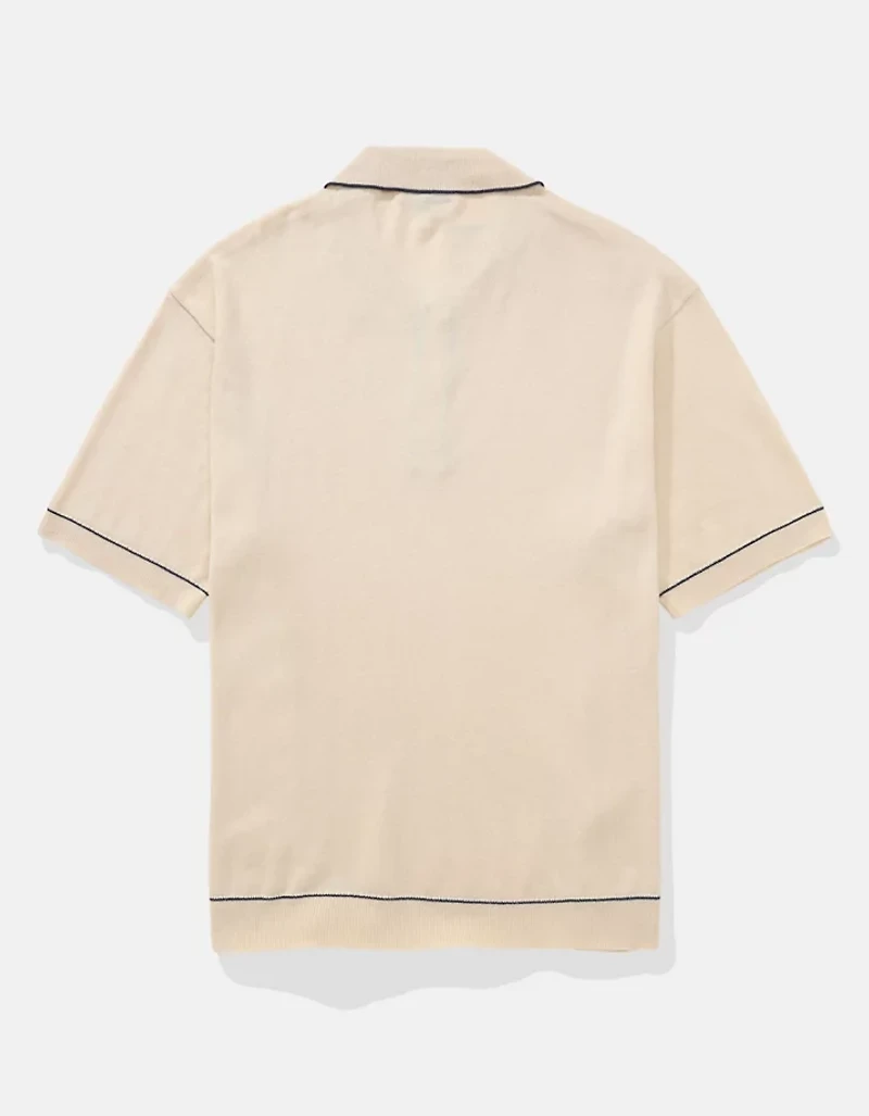 Polo en tricot de chandail à bordure couleur contrastante AE