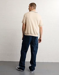Polo en tricot de chandail à bordure couleur contrastante AE