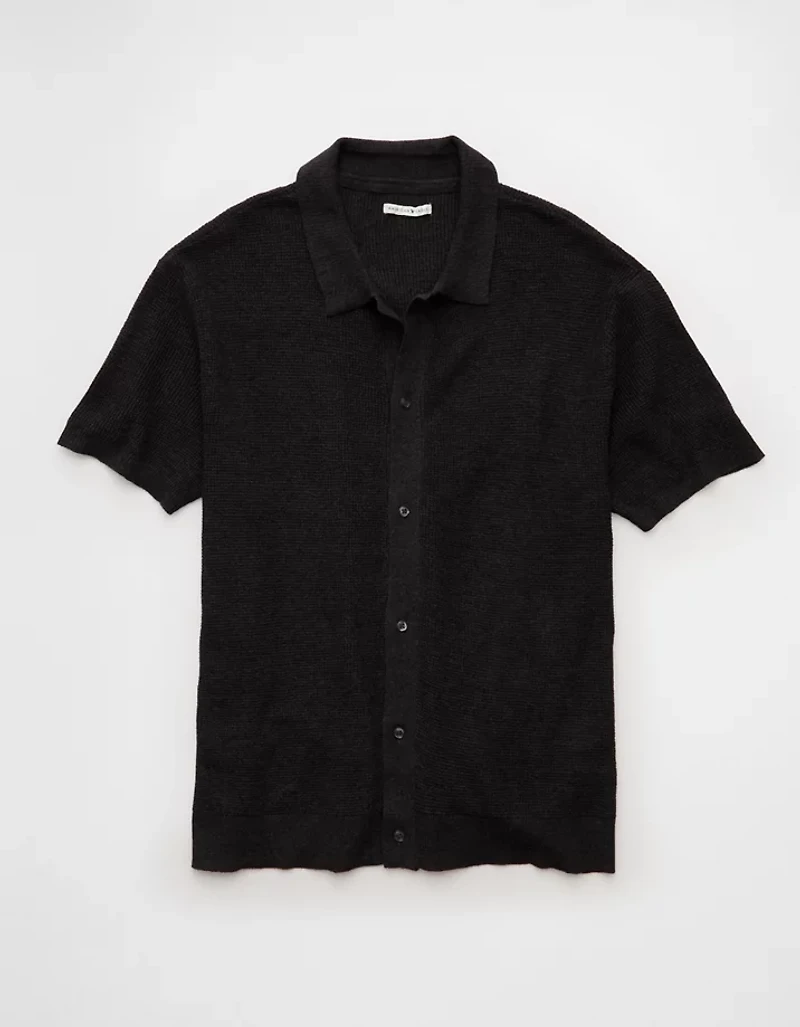 AE Waffle Button-Up Polo Shirt