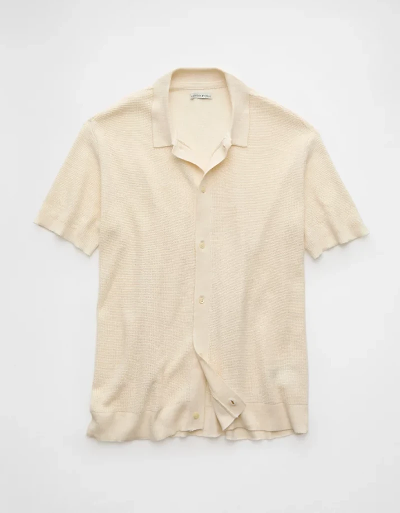 AE Waffle Button-Up Polo Shirt