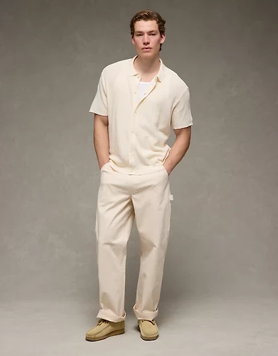AE Waffle Button-Up Polo Shirt