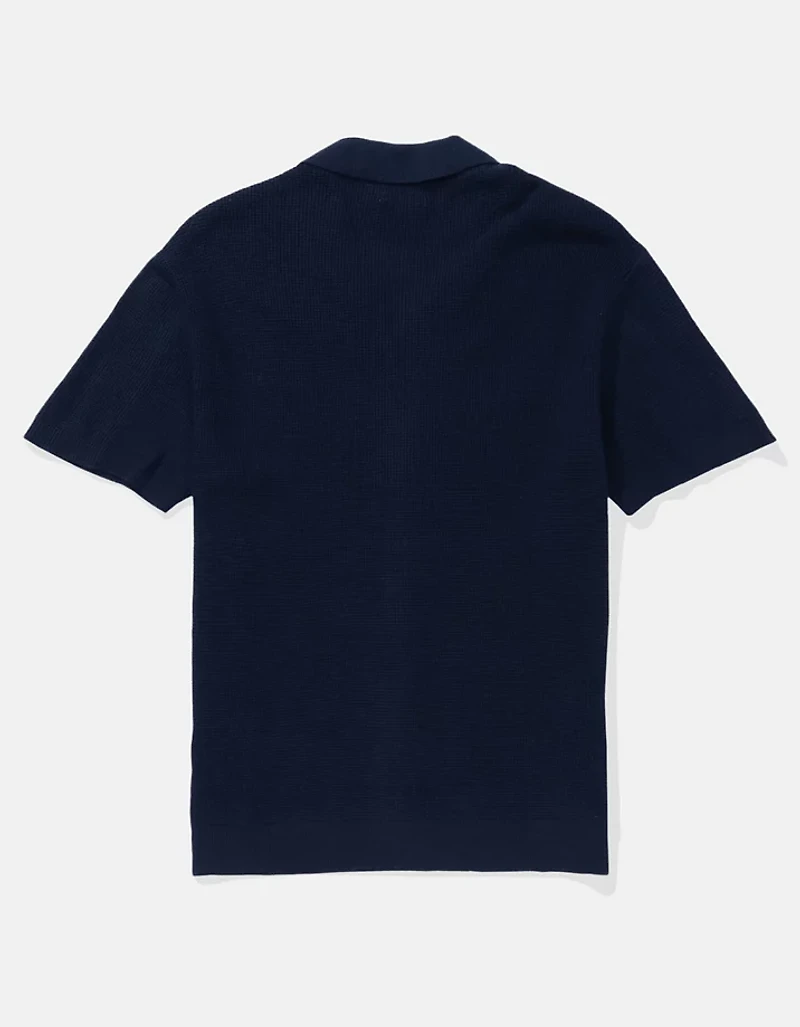 Polo boutonné gaufré AE