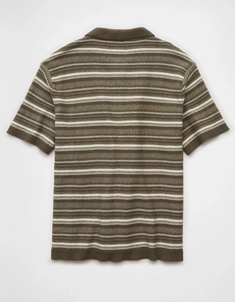 AE Weekend Striped Sweater Polo Shirt