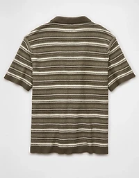 AE Weekend Striped Sweater Polo Shirt
