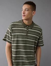 AE Weekend Striped Sweater Polo Shirt