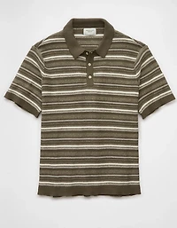 AE Weekend Striped Sweater Polo Shirt