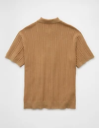 AE Weekend Washed Button-Up Sweater Polo Shirt