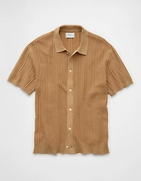 AE Weekend Washed Button-Up Sweater Polo Shirt