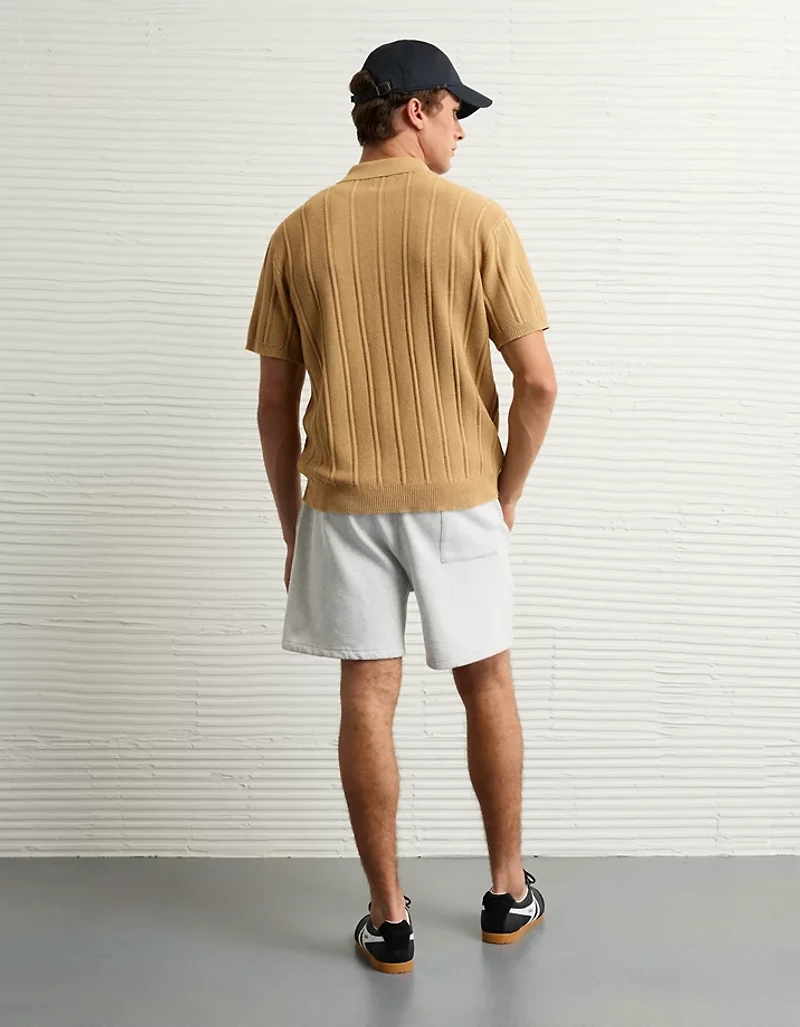 AE Weekend Washed Button-Up Sweater Polo Shirt