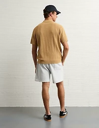 AE Weekend Washed Button-Up Sweater Polo Shirt
