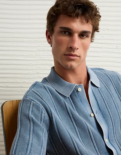Chemise polo en tricot délavé fin de semaine AE