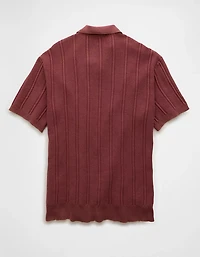 AE Weekend Washed Button-Up Sweater Polo Shirt