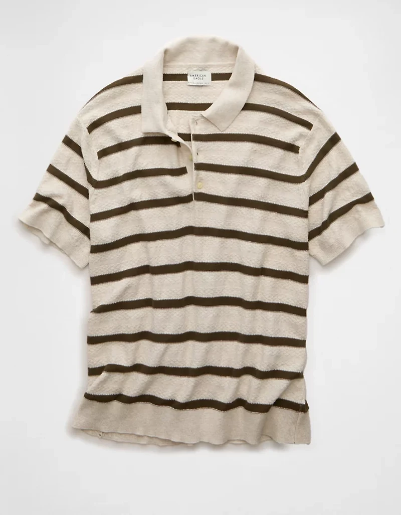 AE Weekend Striped Sweater Polo Shirt