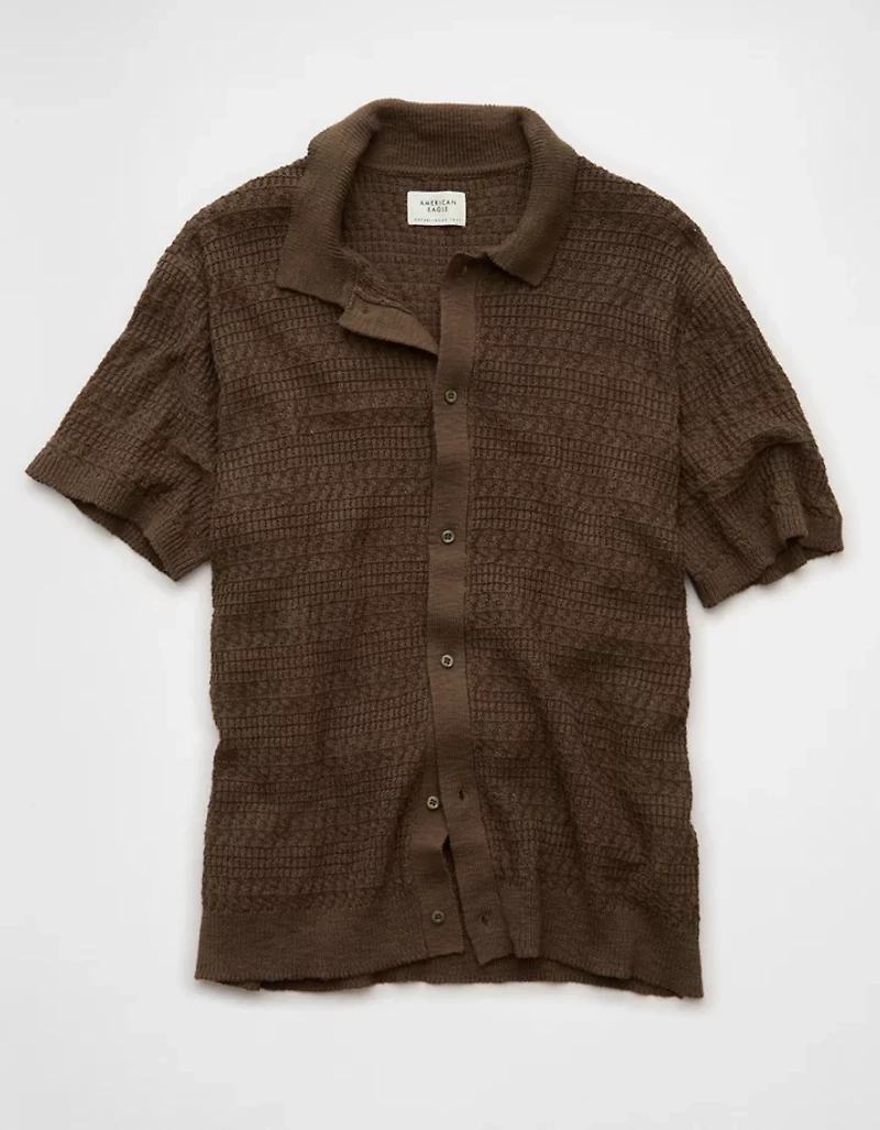 AE Weekend Button-Up Sweater Polo Shirt