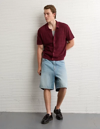 AE Weekend Button-Up Sweater Polo Shirt