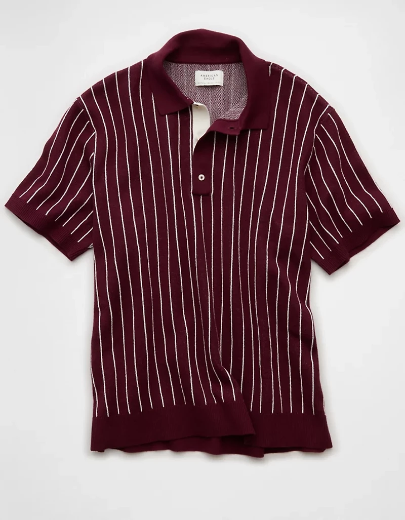 AE Weekend Striped Sweater Polo Shirt
