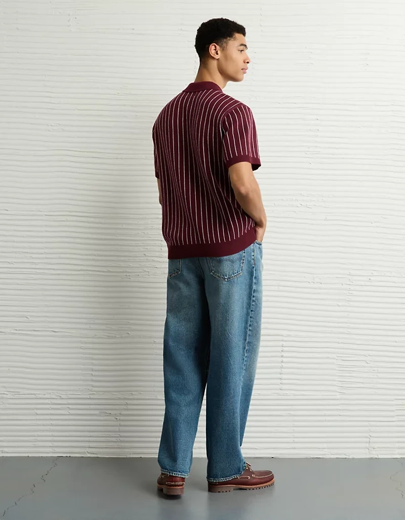 AE Weekend Striped Sweater Polo Shirt