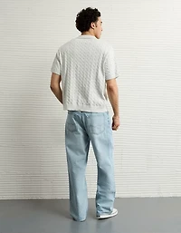 AE Weekend Cable Knit Button-Up Sweater Polo Shirt