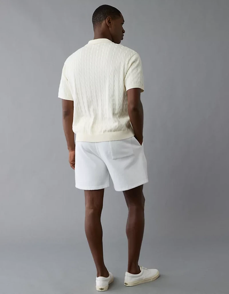 AE Weekend Cable Knit Button-Up Sweater Polo Shirt