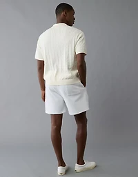 AE Weekend Cable Knit Button-Up Sweater Polo Shirt