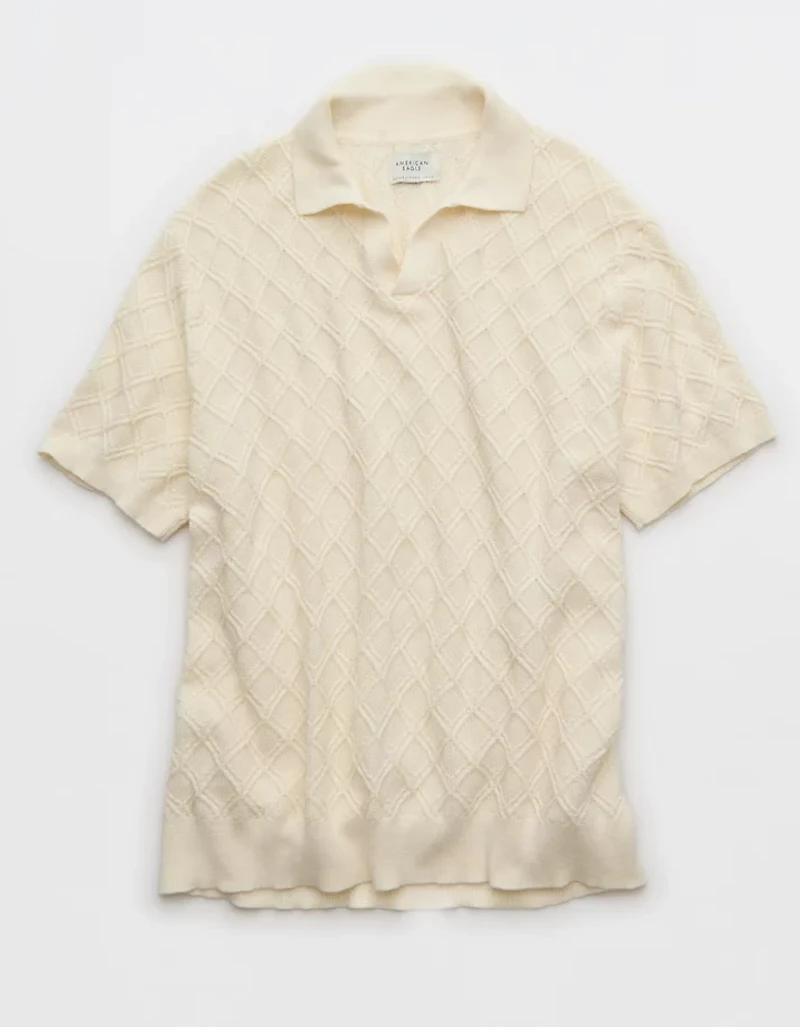 Chandail polo en tricot à torsades de fin semaine AE