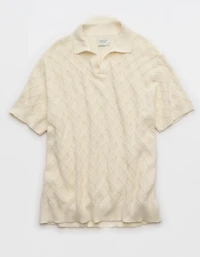 Chandail polo en tricot à torsades de fin semaine AE