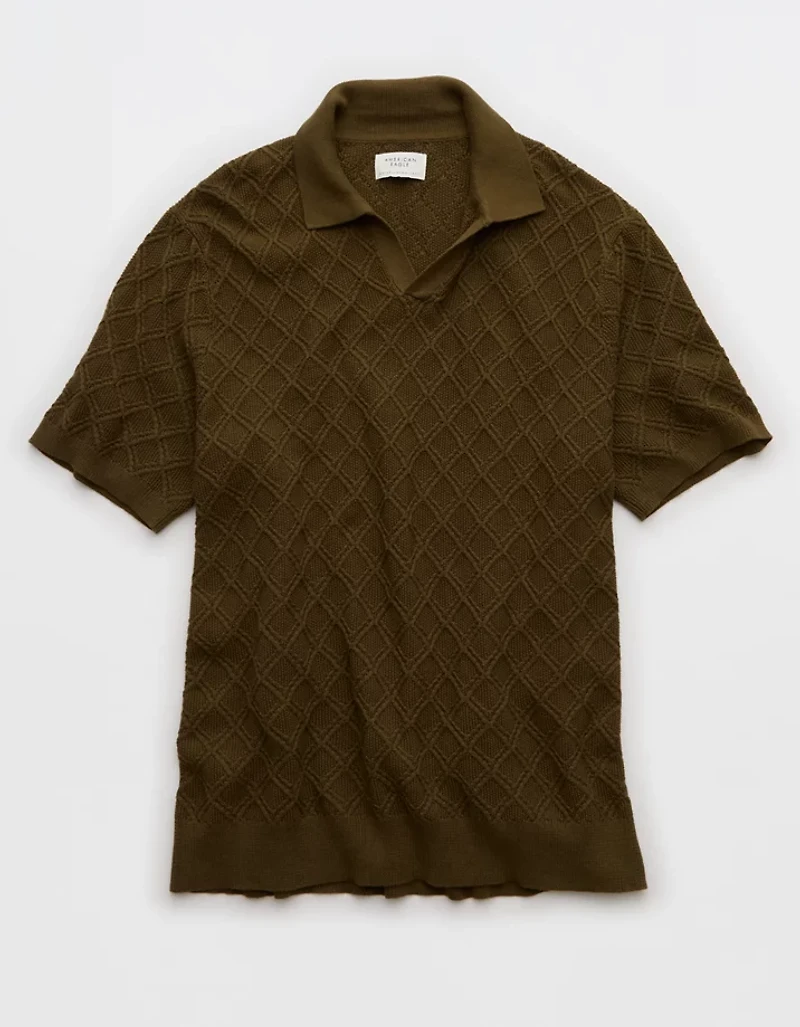 AE Weekend Cable Knit Sweater Polo Shirt