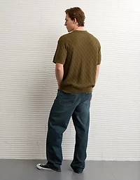 AE Weekend Cable Knit Sweater Polo Shirt