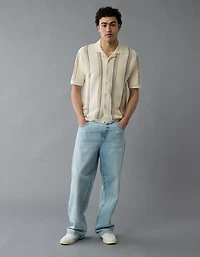 AE Pride Weekend Striped Button-Up Sweater Polo Shirt