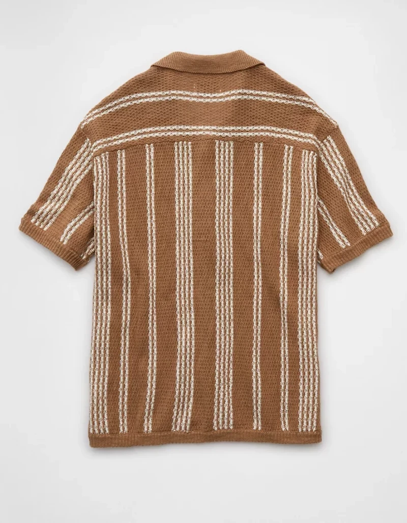 Chemise polo en tricot rayé boutonnée Fin de semaine AE