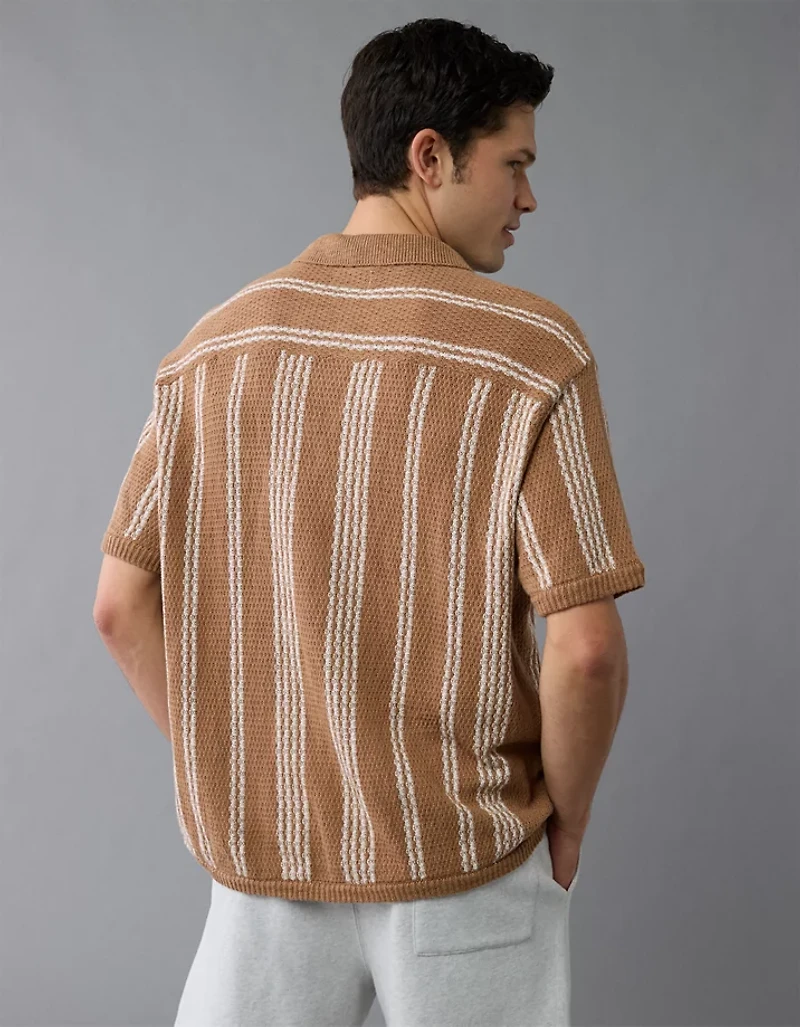 Chemise polo en tricot rayé boutonnée Fin de semaine AE