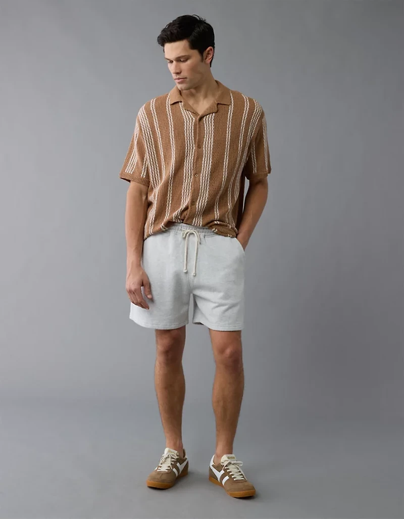 AE Weekend Striped Button-Up Sweater Polo Shirt