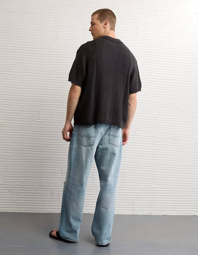 AE Weekend Button-Up Sweater Polo Shirt