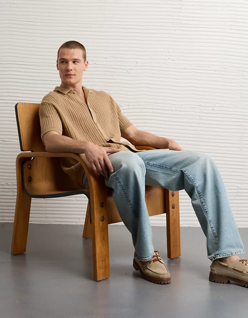 AE Weekend Button-Up Sweater Polo Shirt