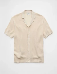 AE Shaker Button-Up Sweater Polo Shirt